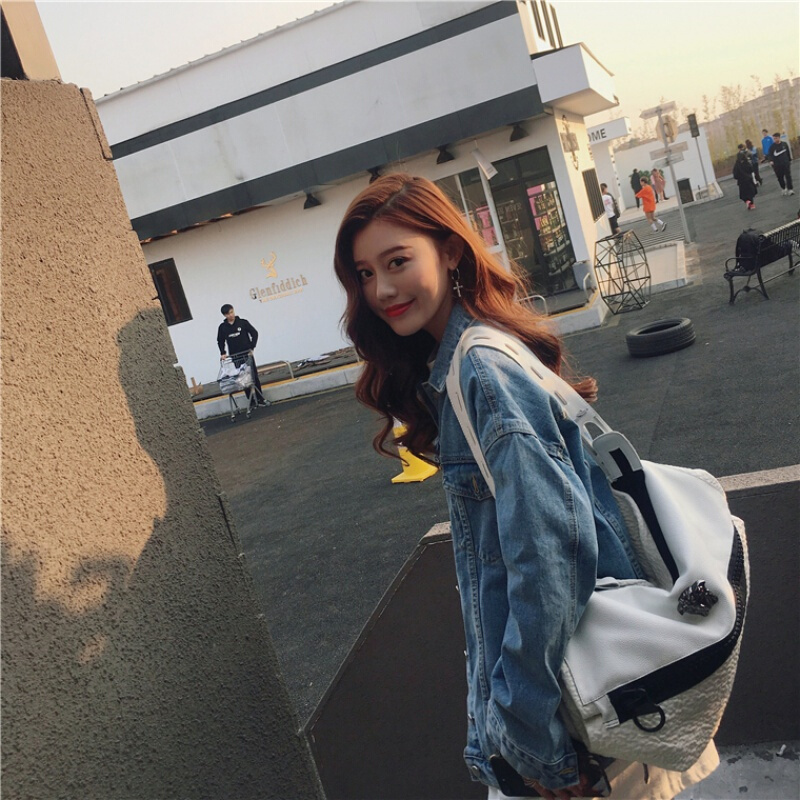 2018春秋韩版BF风情侣款牛仔短外套宽松百搭大码夹克女学生