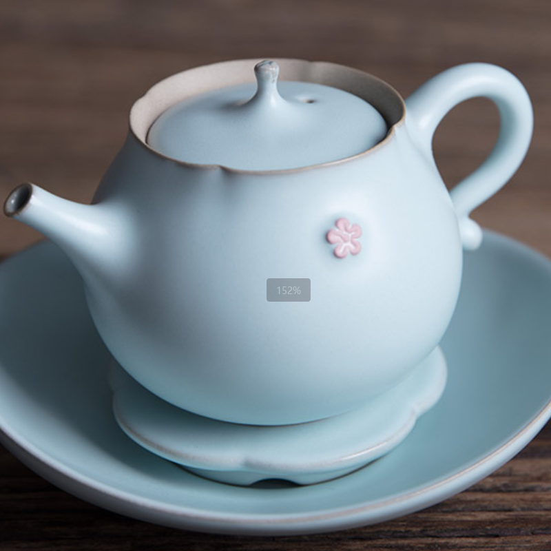 万仟堂(EDENUS)含苞欲放·成套茶具粉青釉(一壶一承一海六杯六碟一罐一盖拖一洗)高清大图