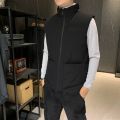 休闲时尚外穿加绒马甲背心男秋冬新款立领马夹韩版外套运动大码加厚 XL110-125 黑色