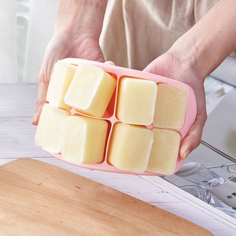 硅胶冰格家用带盖制冰盒婴儿辅食冷冻盒冰箱创意快手做冻冰块模具