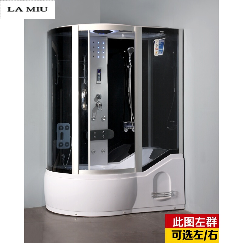 新款整体淋浴房整体浴室卫生间玻璃隔断一体式淋浴房浴缸双用浴室_2 140X85黑色左群