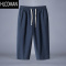 HLCOMAN2024棉麻7七分裤男士夏季宽松薄款新中式直筒短裤大码亚麻裤子