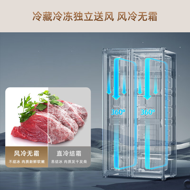 创维(Skyworth)500升冰箱风冷无霜对开门一级能效双变频大容量净味节能家用电冰箱WK50APS(N)_晨曦灰