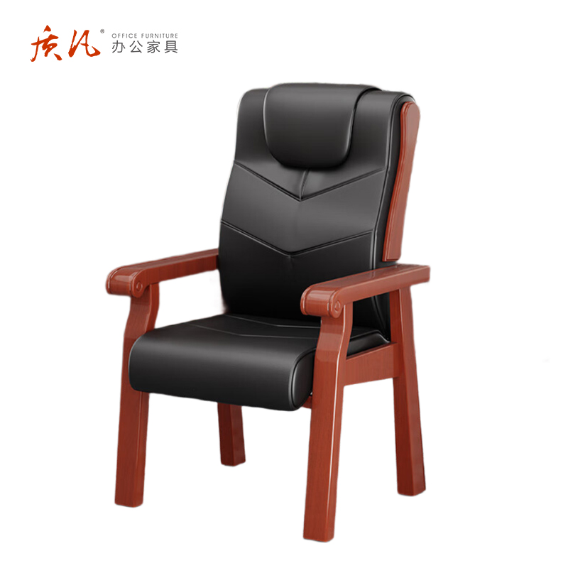 质凡 老板椅A实木西皮办公椅 /ZF-YQY007/68*68*112cm高清大图