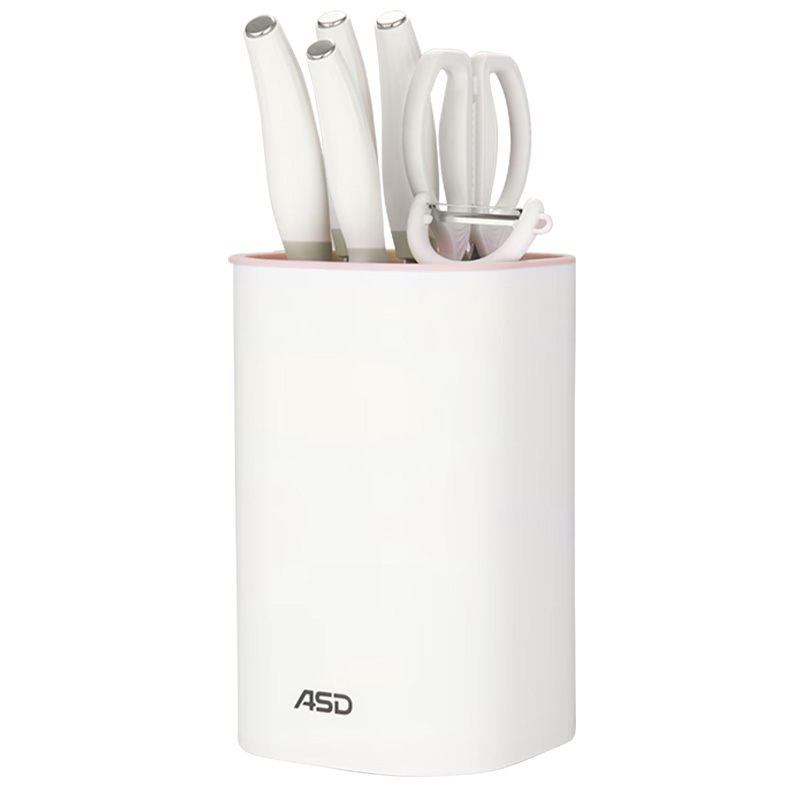 爱仕达刀具七件套冰锐系列刀具套装套刀带刀座白色903707