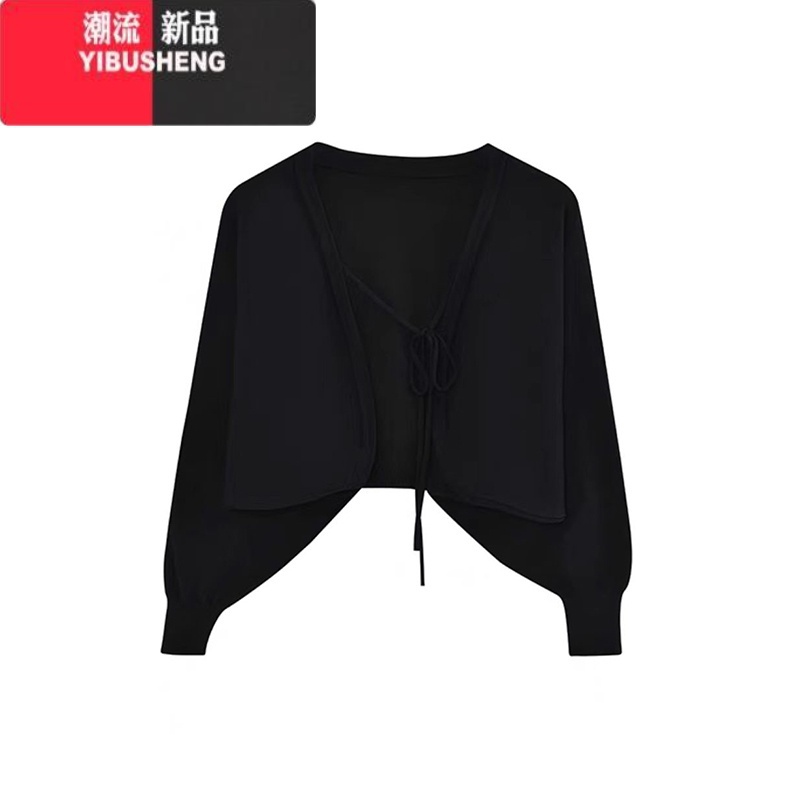 YIBUSHENG长袖针织开衫外套女外搭配吊带裙子坎肩空调罩衫冰丝薄款上衣高清大图