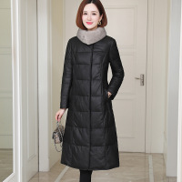 2024海宁真皮皮羽绒服新款女长款水貂毛领绵羊皮加绒加厚皮衣外套