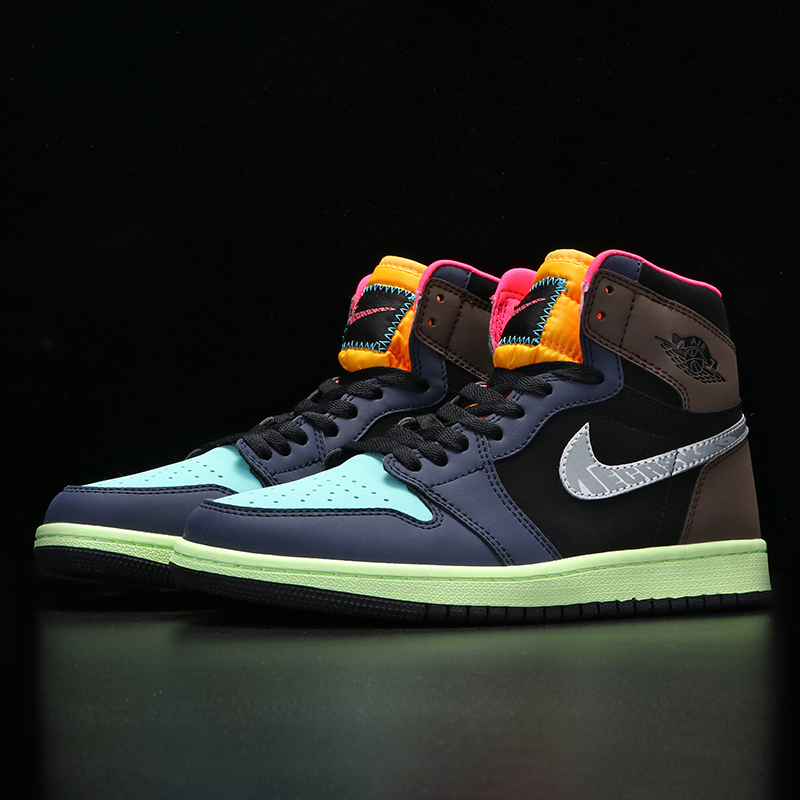 aj男鞋正品莆田正版aj1彩色拼接午夜蓝空军一号过毒