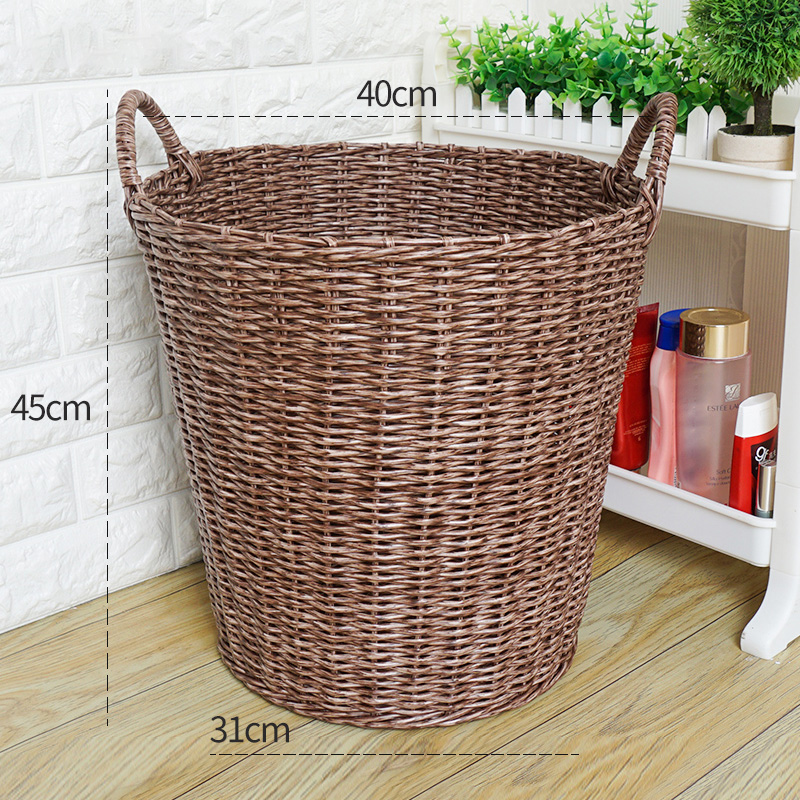 脏衣服收纳筐号家用藤编装放换洗衣物玩具网红款洗衣篮脏衣篓 粗咖啡色（粗管XL）