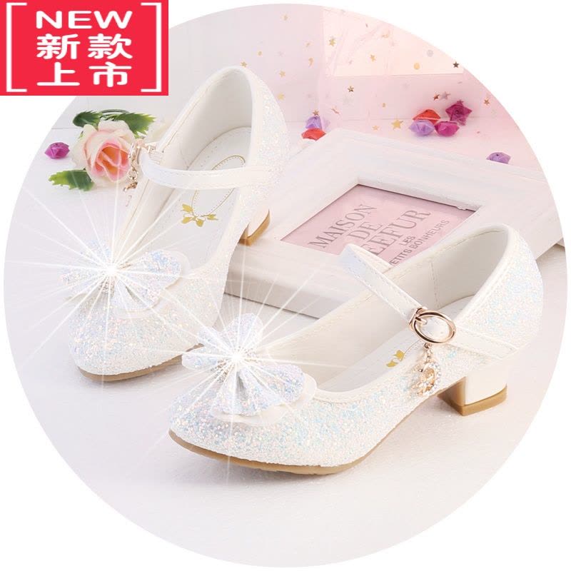 可莉允公主女童皮鞋学生2022新款百搭小女孩白色礼服走秀婚礼儿童高跟鞋运动休闲鞋图片