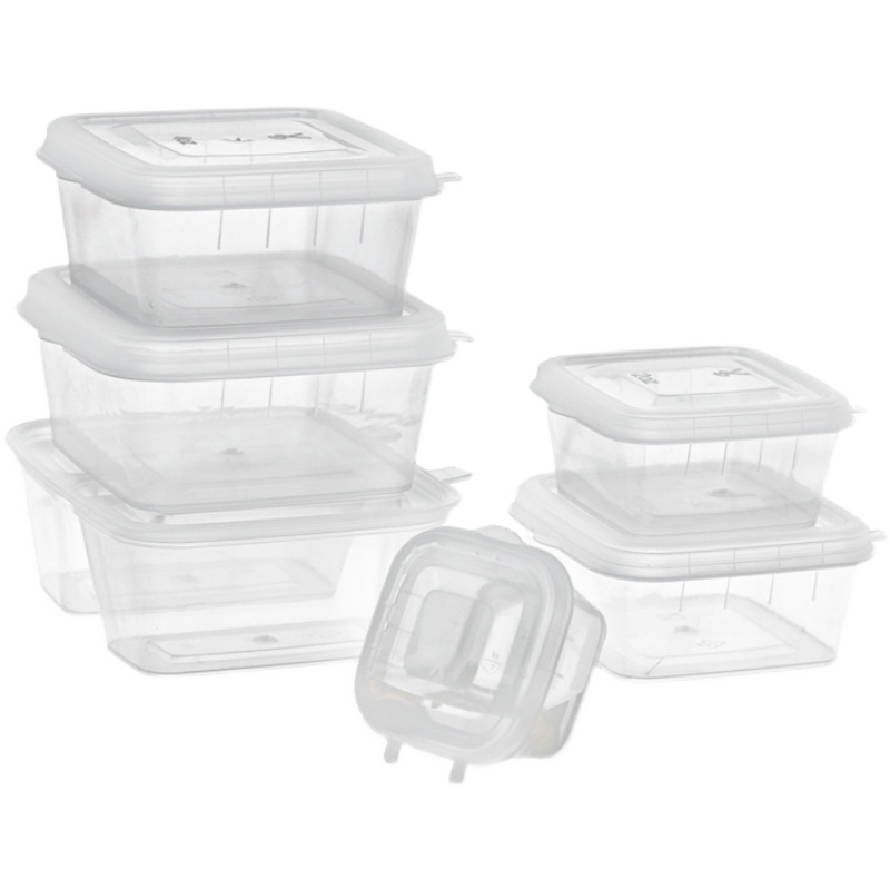 正方形1安100个调料盒一次性酱料盒杯商用方形带盖连体塑料盒外卖透明