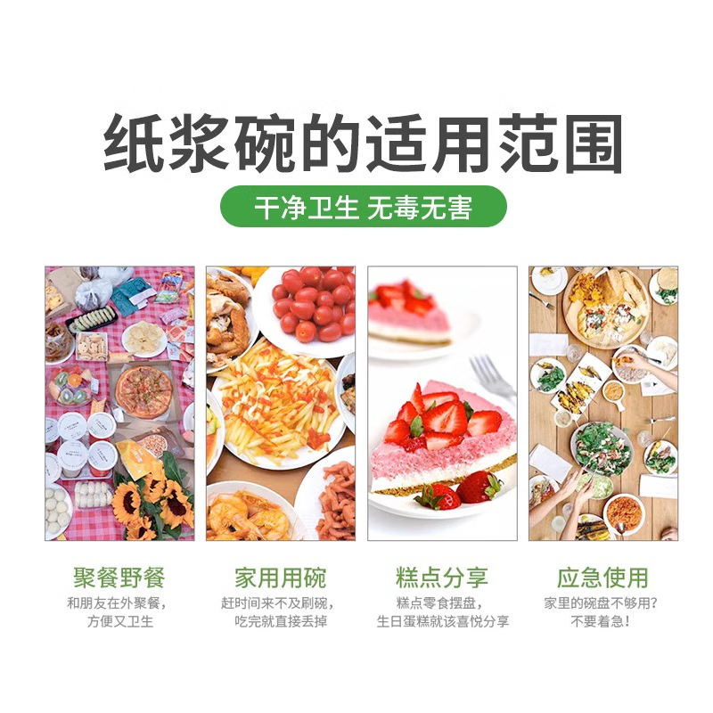册宣 纸浆环保一次性餐盒饭盒轻食快餐外卖打包盒可降解分格带盖长方形 1000毫升大口径双格+高透盖 500只/箱高清大图