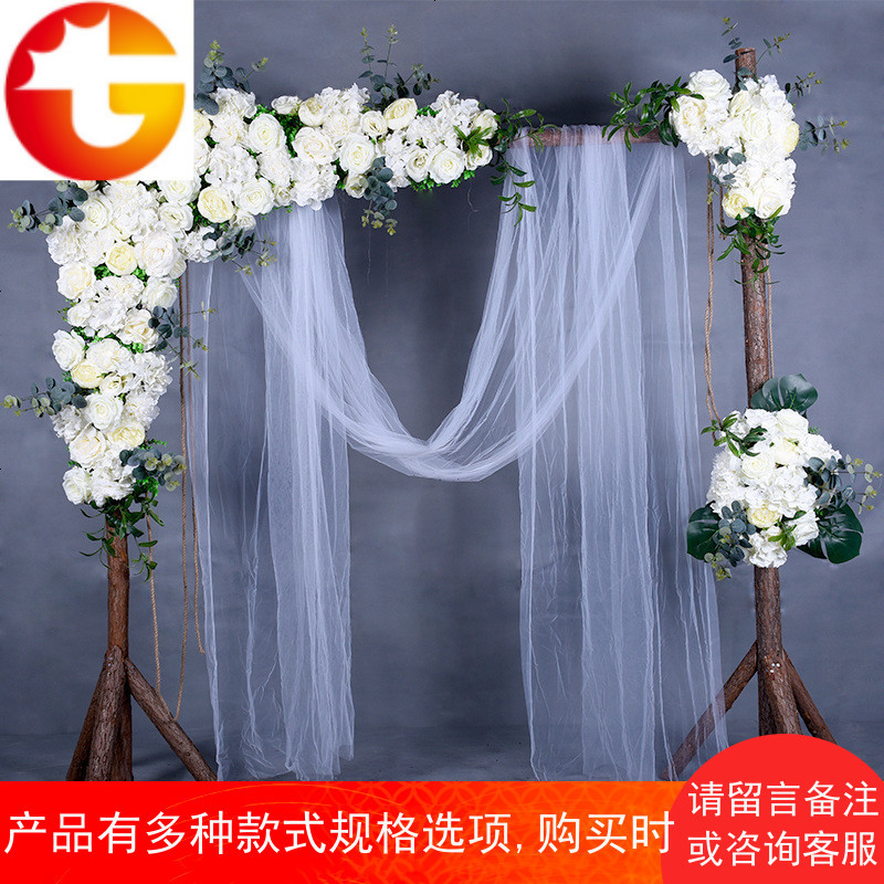 户外草坪婚礼森系木桩拱布置幸福结婚花树桩婚庆背景装饰花架