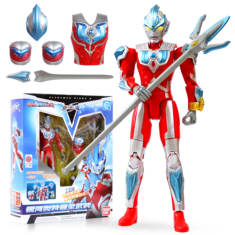 万代奥特曼玩具可动公仔搪胶玩偶罗布欧布人偶怪兽银河男孩玩具套装 