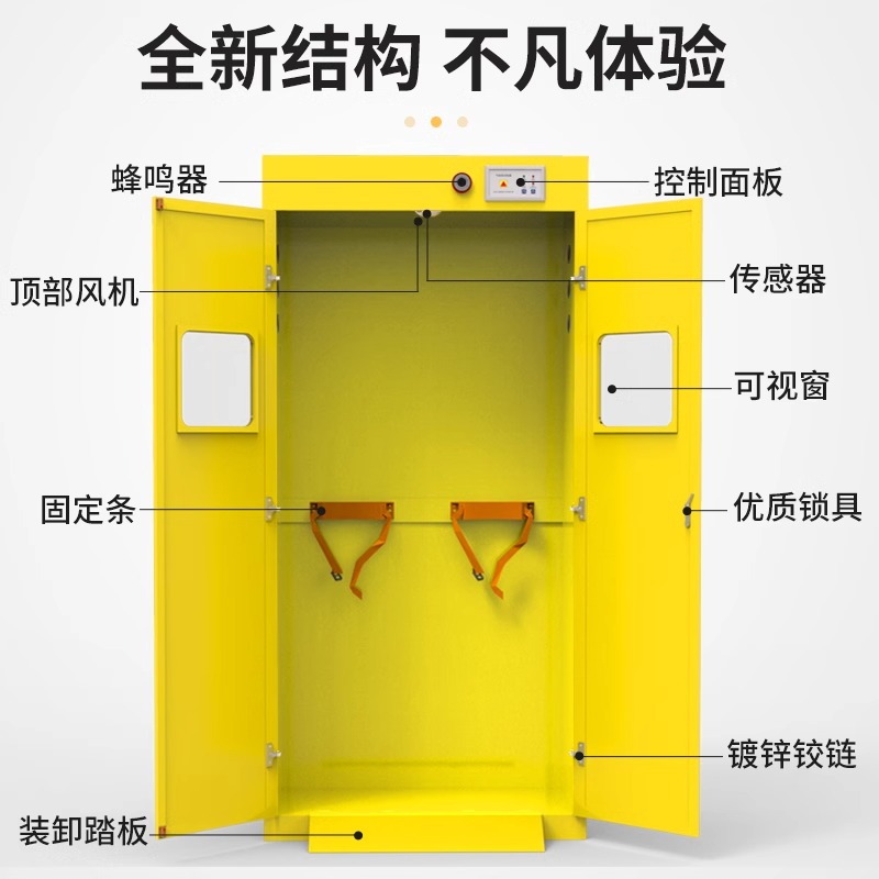 伟樽气瓶柜黄色双瓶无报警器900*450*1900mm台高清大图