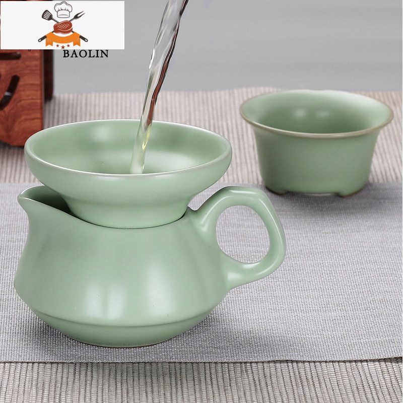 陶瓷茶具公道杯茶漏套装分茶器一体分茶杯紫砂装茶器公平杯公道杯 公道杯+送茶漏-蓝瓷年年有鱼 敬平