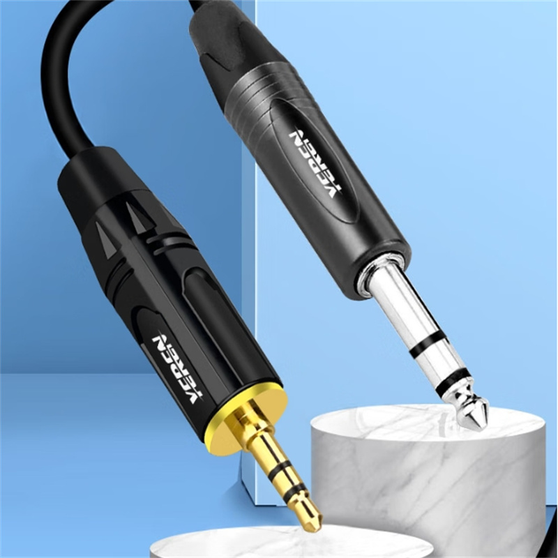 也仁 大三芯6.35转3.5mm音频线 公对公连接线 立体声双声道手机电脑调音台3米高清大图