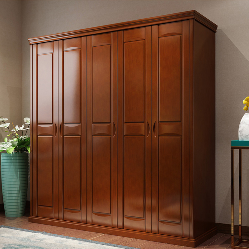 木衣柜简约现代闪电客四五六衣橱经济型卧室橡胶木衣柜