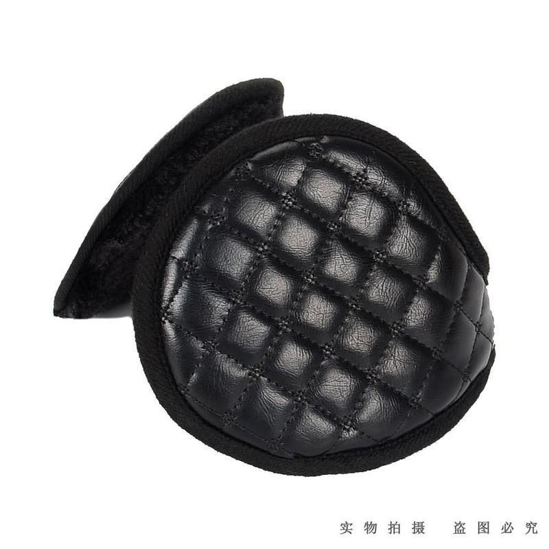 黑色 高档皮革保暖耳套男加大冬季耳罩保暖护耳包毛绒皮质加厚耳捂耳暖