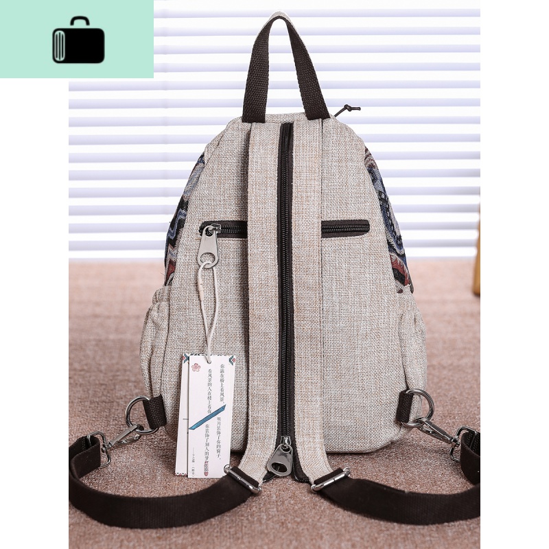 原创民族风中国风帆布新款手工双肩包旅游复古背包文艺范布艺女包NEW LAKE高清大图