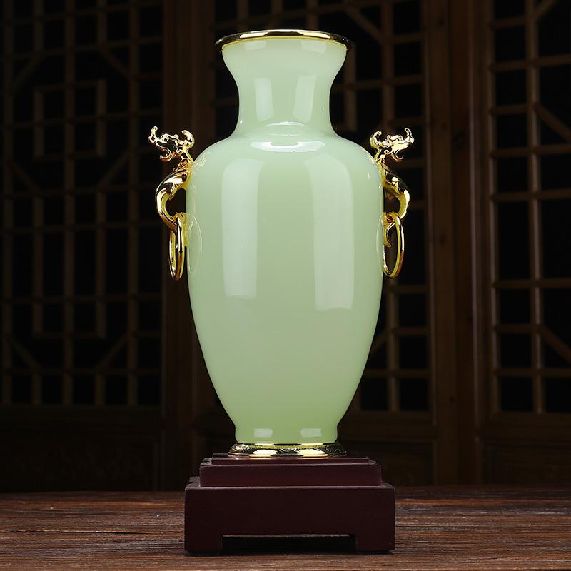 美帮汇福字花瓶摆件玉石轻奢电视柜客厅玄关装饰品酒店商务礼品高清大图