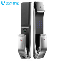 优点智能E1智能门锁 电子锁指纹锁密码锁 家用防盗门锁 电子大门锁磁卡感应智能锁 拉丝银 网络版带网关