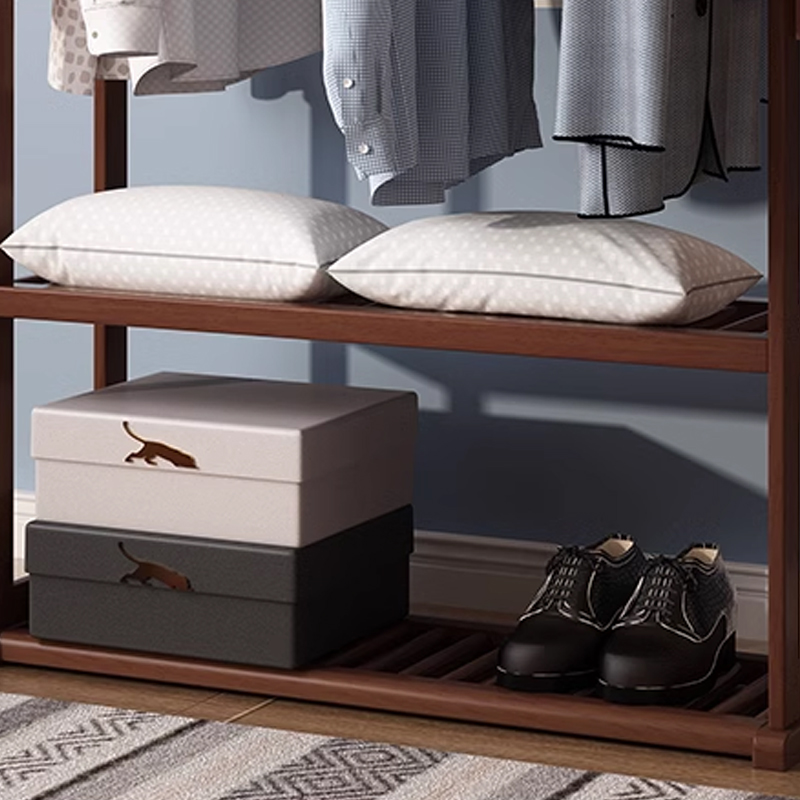 臻远ZY-YMJ-08落地衣帽架家用卧式挂衣架原木色870宽高清大图