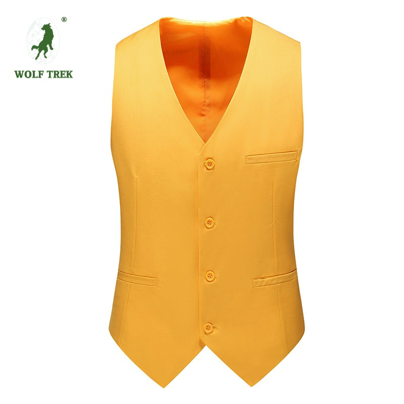 [七匹狼国际公司授权WOLF TREK ]镂空礼服酒店大码西服马甲15个纯色男士修身时尚彩色本命年西装夹