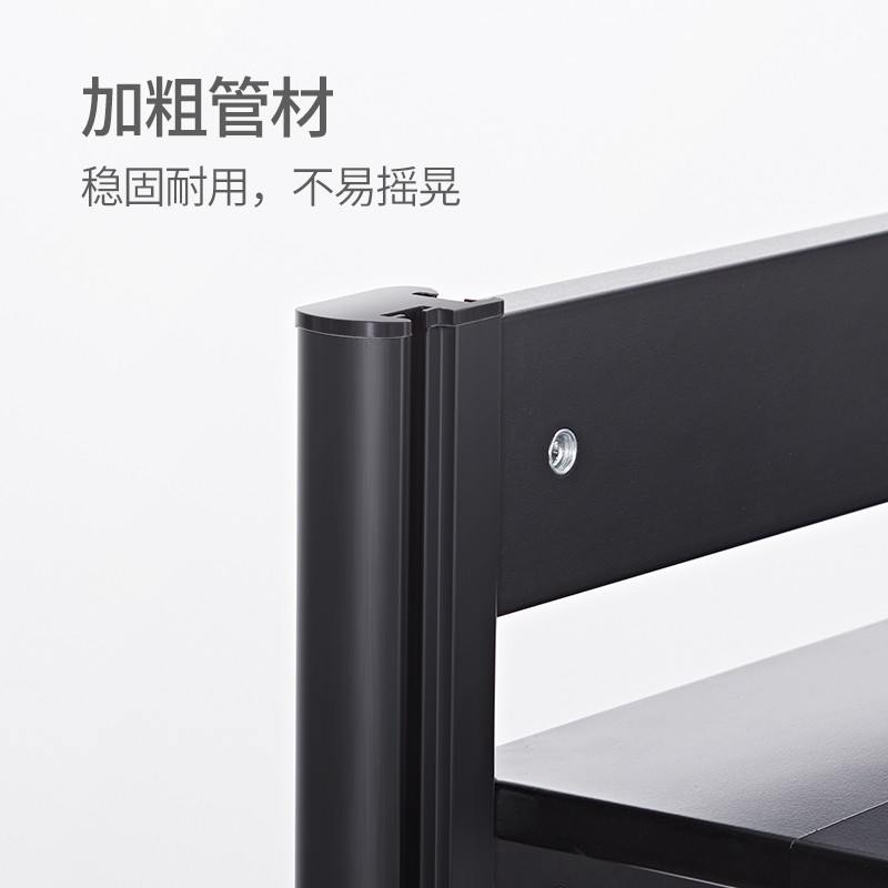 黑色厨房微波炉架烤箱置物架子双层电饭煲收纳柜家用台面桌面锅架收纳层架 三维工匠高清大图