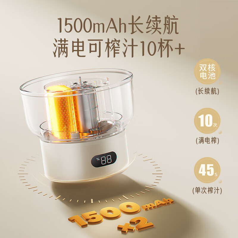 小熊(Bear)便携式榨汁机家用水果小型充电迷你榨汁杯高清大图