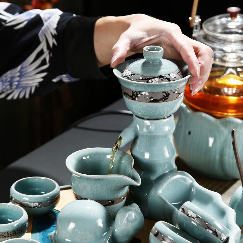 家柏饰(CORATED)整套功夫懒人茶具套装家用陶瓷小茶台茶托干泡盘电陶炉煮茶器高清大图