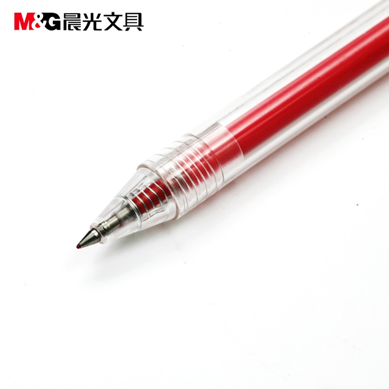 晨光红色 按动晨光(M&G) 优品透明杆0.5mm按动中性笔