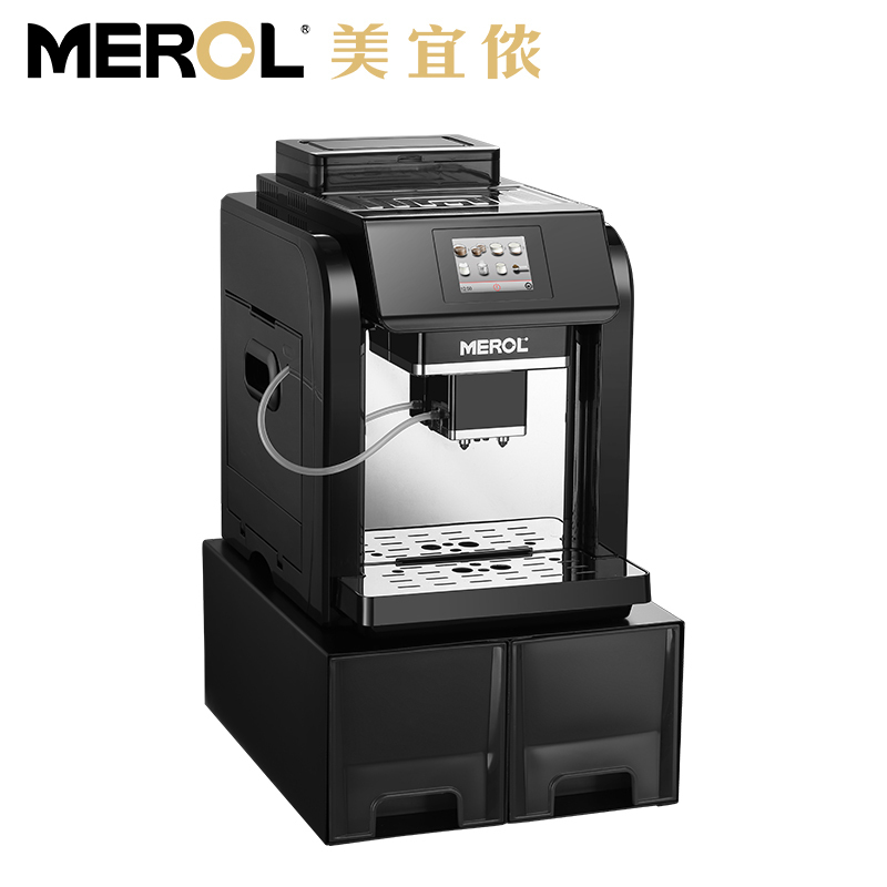 美宜侬merol ME-817一键花式触屏咖啡机家用 全自动意式商用办公室外接自动上水