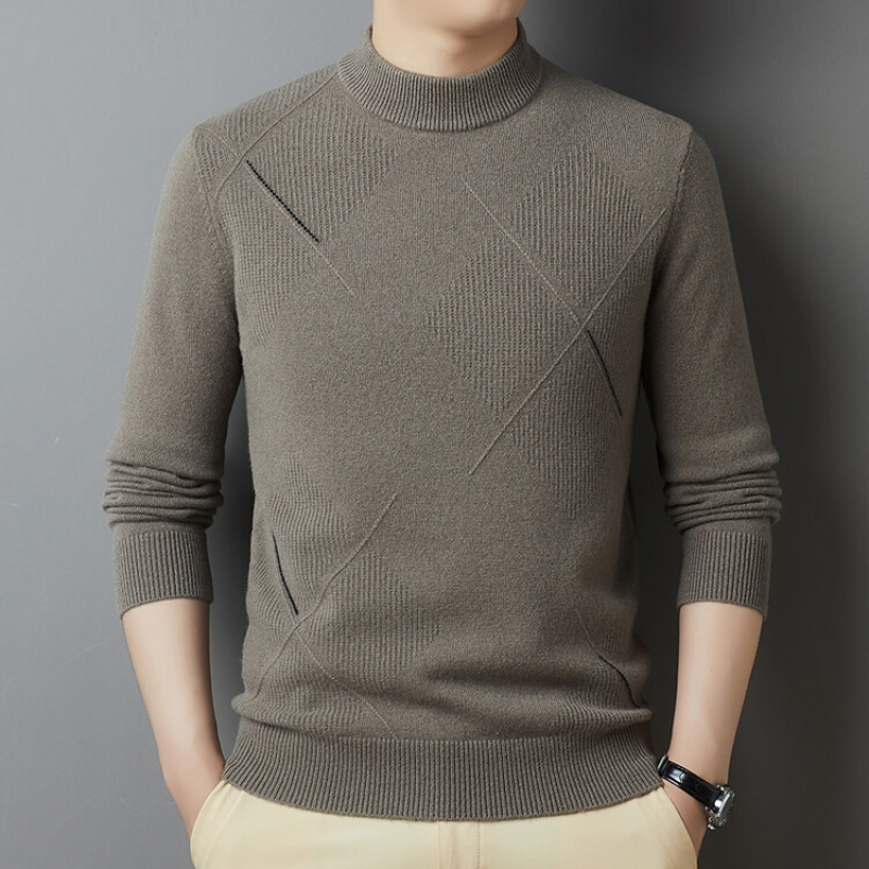 花花公子品牌100羊毛衫男加厚针织衫半高领套头毛衣保暖2023新款