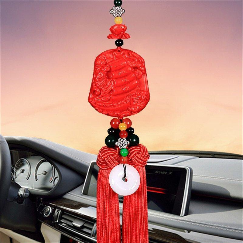 汽车挂件出入平安符朱砂红色后视镜葫芦貔貅符挂件车载内饰红色双穗