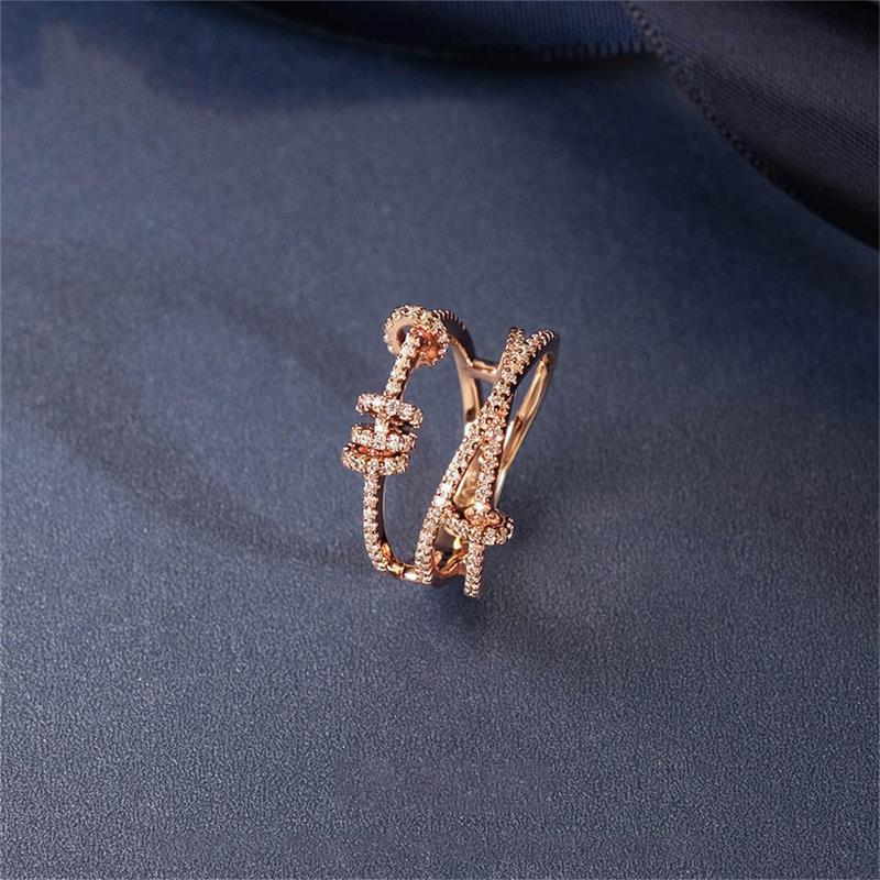 apmmonaco玫瑰金色三环戒指圈时来运转戒指送女友送闺蜜生日r17574ox