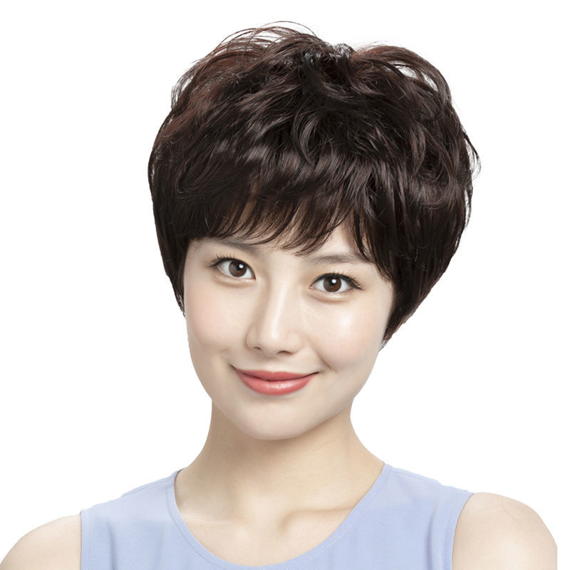 假发女短发短卷发中老年女士假发套自然逼真妈妈发型透气整顶假发