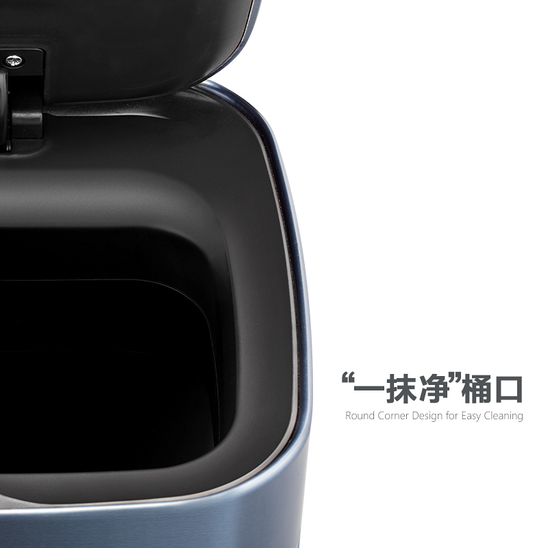优百纳凝露12L欧式不锈钢锂电池感应垃圾桶家用轻奢客厅卧室商用办公室高清大图