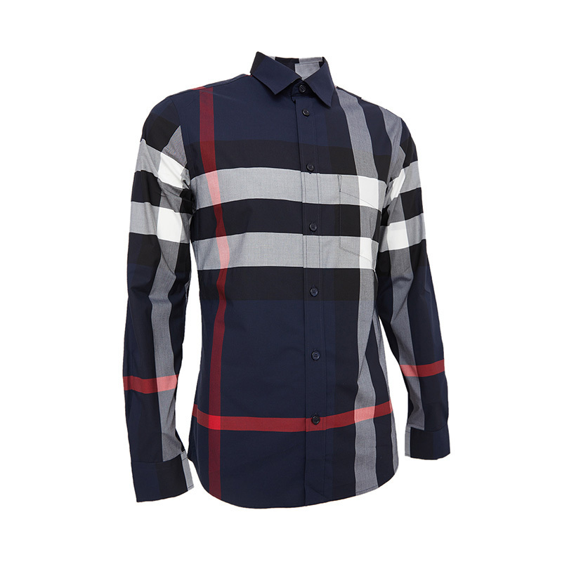 [20春夏新品]BURBERRY/博柏利 男士格纹府绸衬衫 男士长袖衬衫 高端男士衬衫