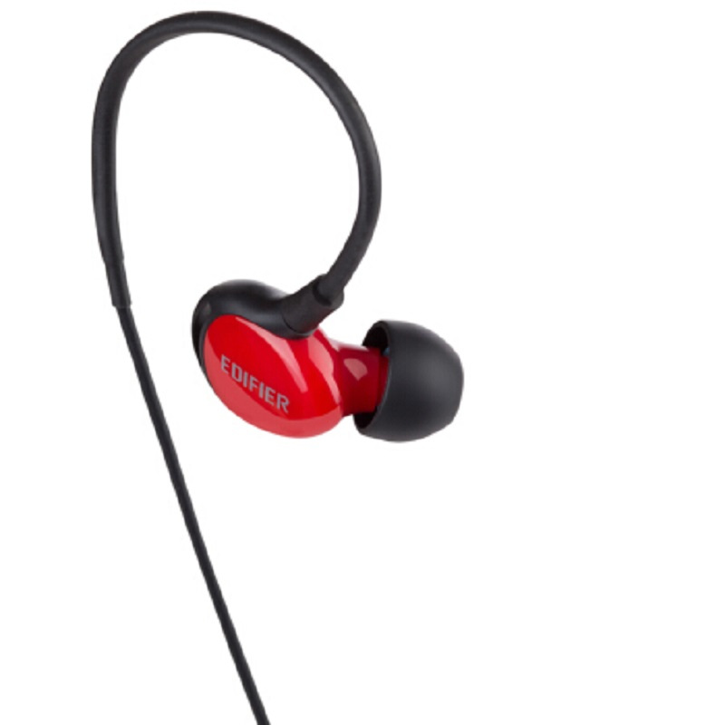 漫步者(EDIFIER) H281PS 运动耳机挂耳式入耳带麦线控重低音防水 酷黑红(单位:副)