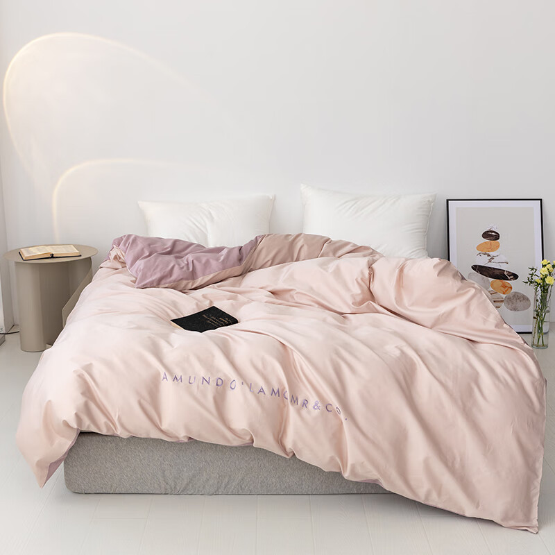 金丝莉KINTHERI 100支贡缎绣花四件套粉