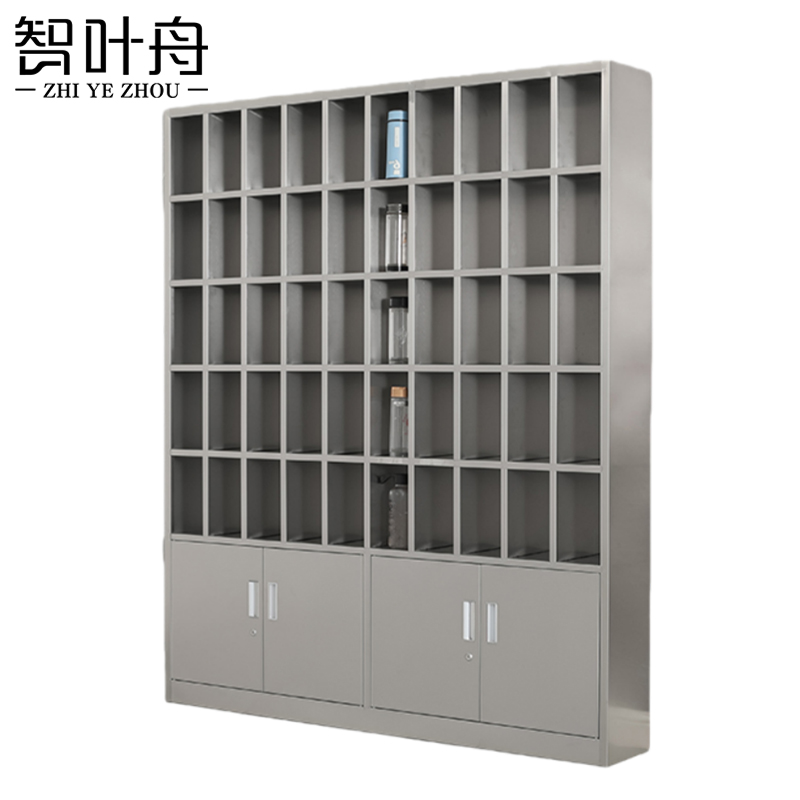 智叶舟不锈钢水杯柜50格150*25*180cm台高清大图