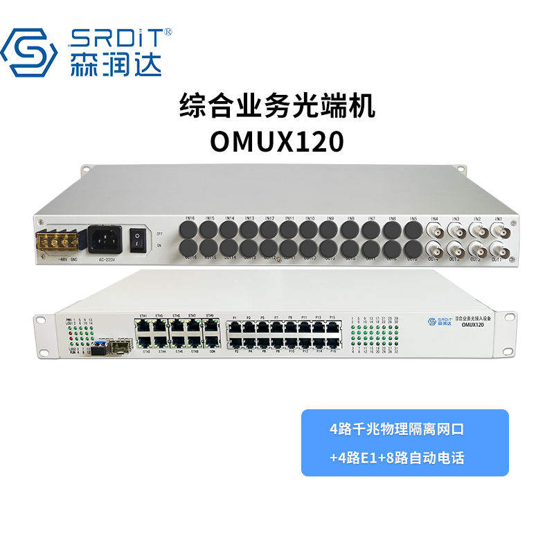 SRDIT(森润达)综合业务光端机光端机PCM复用器OMUX120物理隔离百兆自动电话高清大图