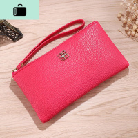 欧美钱包女中长款百搭拉链手机零线包女士迷你手拿包外出便携小包NEWLAKE 玫红色