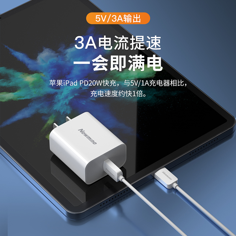 纽曼(Newmine)iPad充电器套装PD快充用于苹果平板 双头Type-c数据充电线高清大图