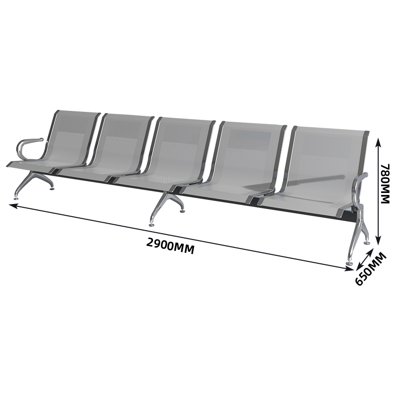 臻远 ZY-JCY-05 连排椅机场椅公共座椅医院等候椅 银色机场椅五人位高清大图