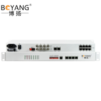 博扬 综合多业务光端机 4路E1+2路电话+4路百兆以太网物理隔离 单纤20km 机架式 BY-4E1-2P4EV