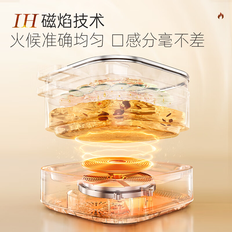 摩飞电器(Morphyrichards)电蒸锅多功能6L大容量炖蒸煮一体可预约定时不锈钢蒸屉MR8901白高清大图