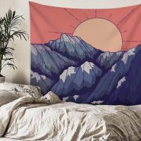 美帮汇复古山形线条床头卧室背景布墙装饰挂毯波西米亚北欧挂布 LS0802 绒布100高*150宽厘米横款