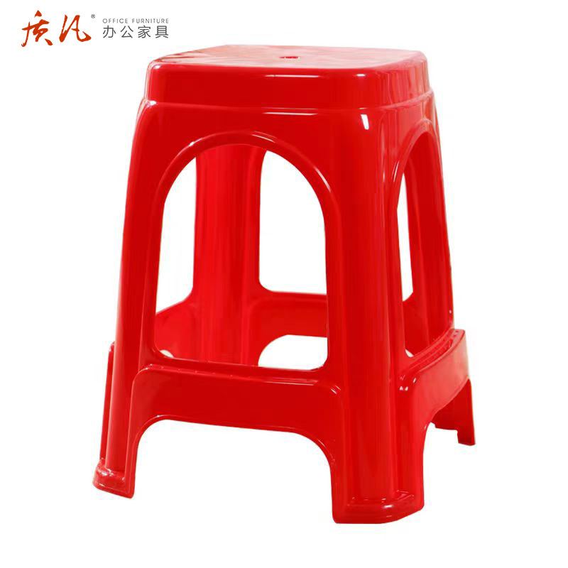 质凡 PP加厚塑料红色圆凳 直径28*高46cm/张高清大图